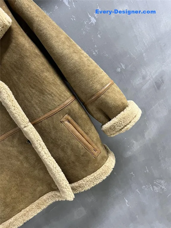 YSL distressed leather shearling coat